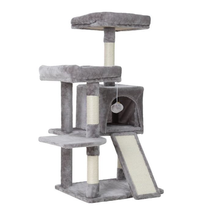 103cm Cat Tree Tower Scratching Post Scratcher | Multi Level Cat Condo Scratcher House Light Grey