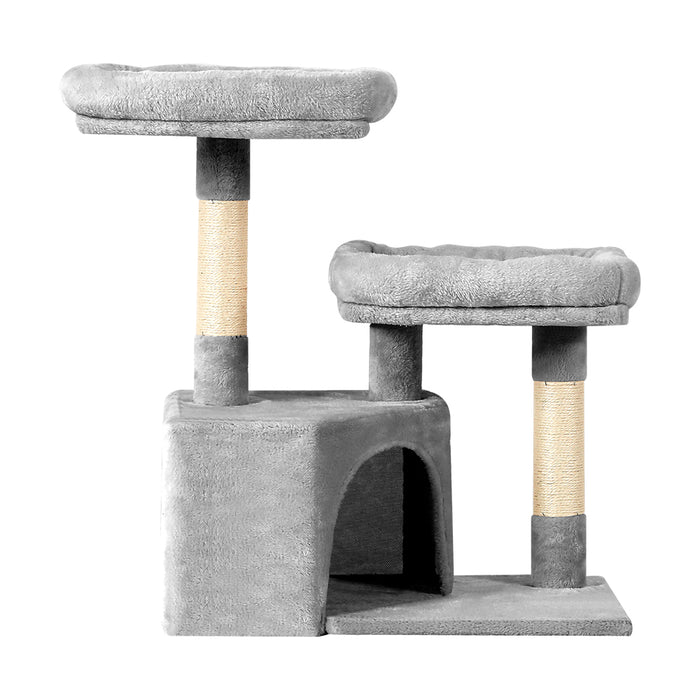 69cm Cat Tree Tower Scratching Post Scratcher | Light Grey Cat Wood Condo House Tree