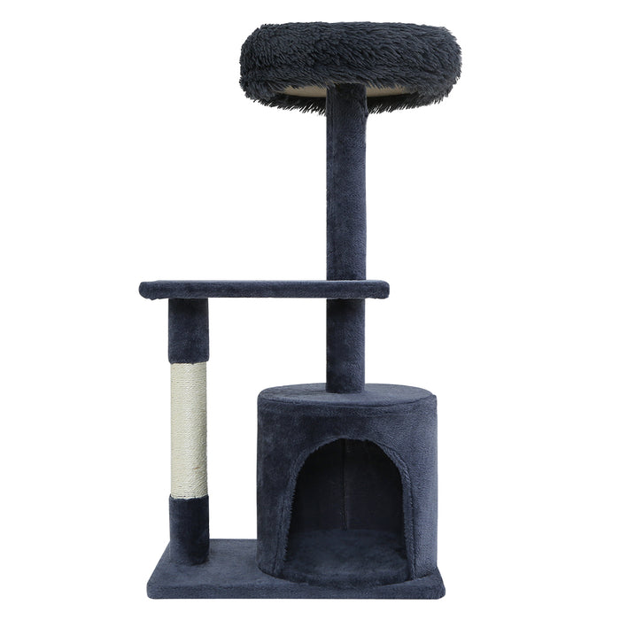 94cm Cat Tree Scratching Post Scratcher Tower | Multi Level Cat Condo House Grey