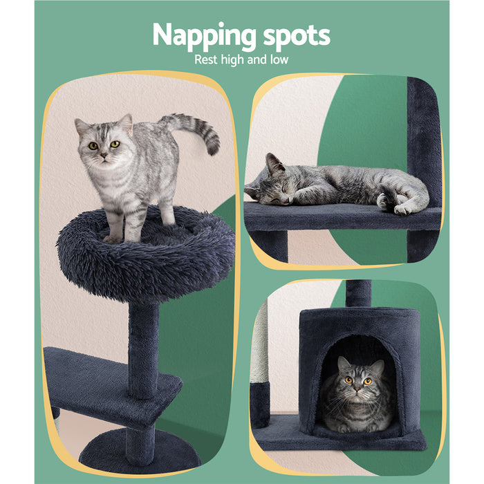 94cm Cat Tree Scratching Post Scratcher Tower | Multi Level Cat Condo House Grey