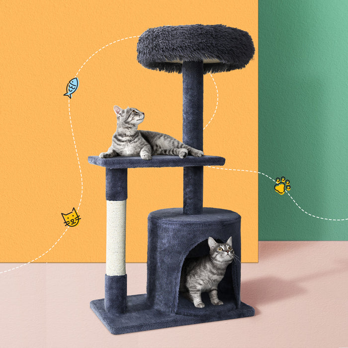 94cm Cat Tree Scratching Post Scratcher Tower | Multi Level Cat Condo House Grey