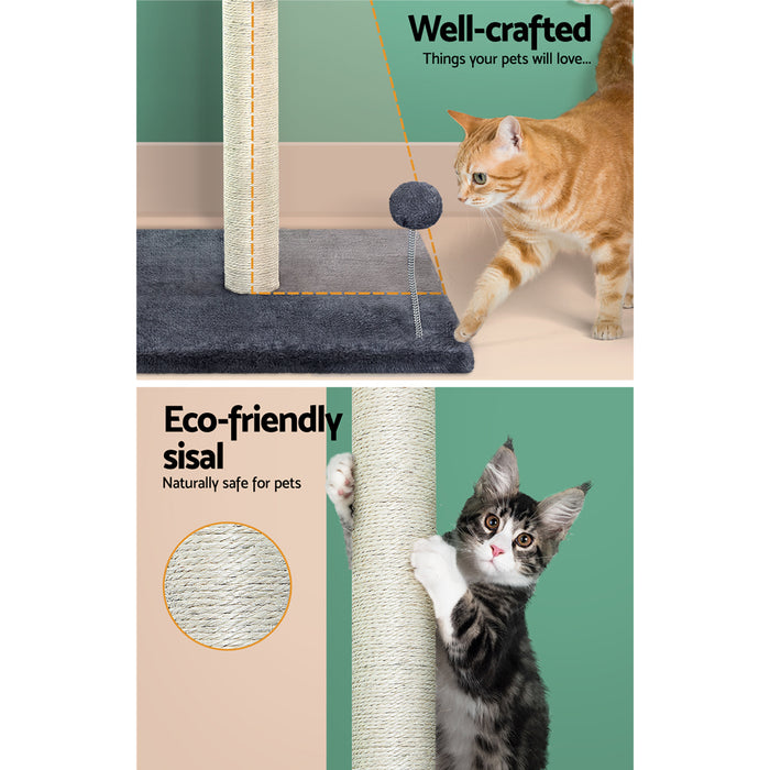 105cm Cat Tree Scratching Post Scratcher Tower | Cat Hanging Toys Post Grey