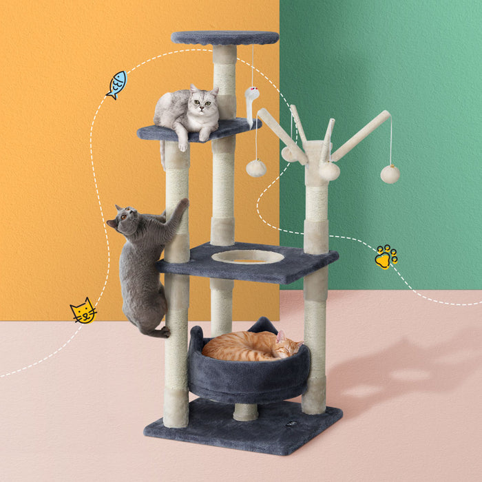 110cm Cat Tree Scratching Post Scratcher Tower | Hanging Toys Cat Condo House