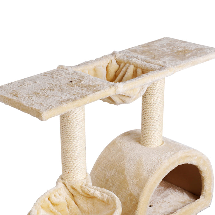 100cm Beige Cat Tree Scratching Post Scratcher Condo Tower | Multi Level With Stairs