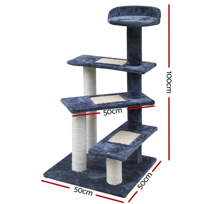 100cm Cat Tree Scratching Post Scratcher Tower | Wooden Cat Condo House