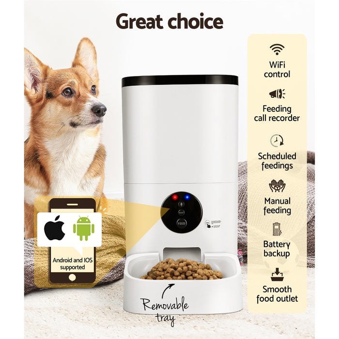 Wifi Control 6L Automatic Pet Feeder | Dog Cat Feeder FHD Video Smart Food Release