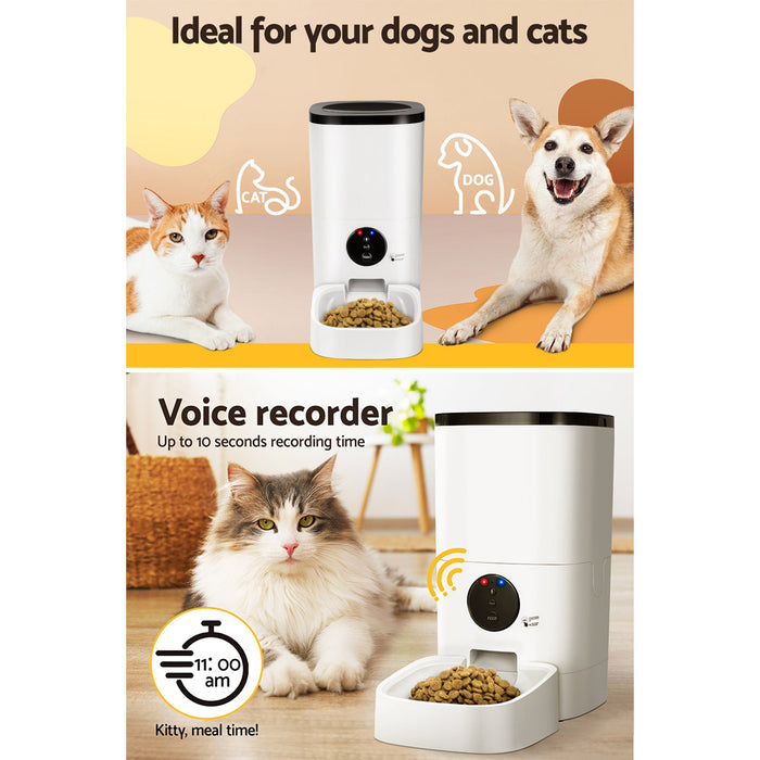 Wifi Control 6L Automatic Pet Feeder | Dog Cat Feeder FHD Video Smart Food Release