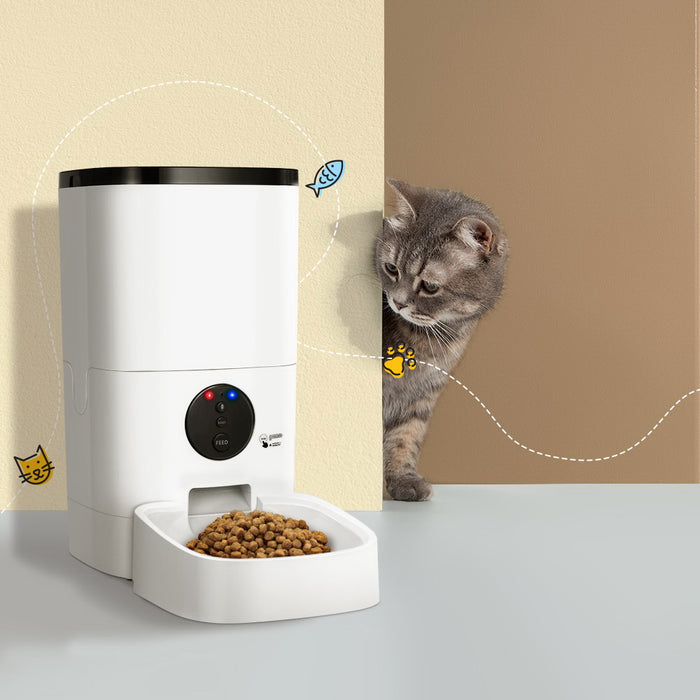 Wifi Control 6L Automatic Pet Feeder | Dog Cat Feeder FHD Video Smart Food Release