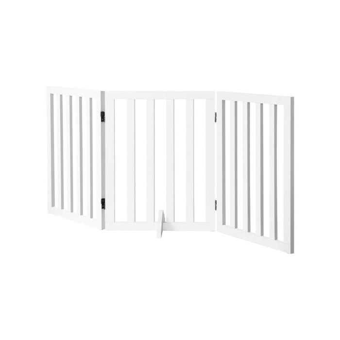 Premium White Wooden Foldable Pet Gate | Modern Dog Fence | 3/4/6 Pet Safety Gate