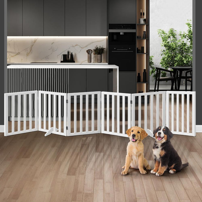 Premium White Wooden Foldable Pet Gate | Modern Dog Fence | 3/4/6 Pet Safety Gate