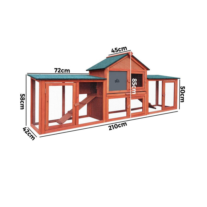 Alopet 210cm x 45cm x 85cm Rabbit Hutch or Chicken Coop | Wooden Coop Hutch