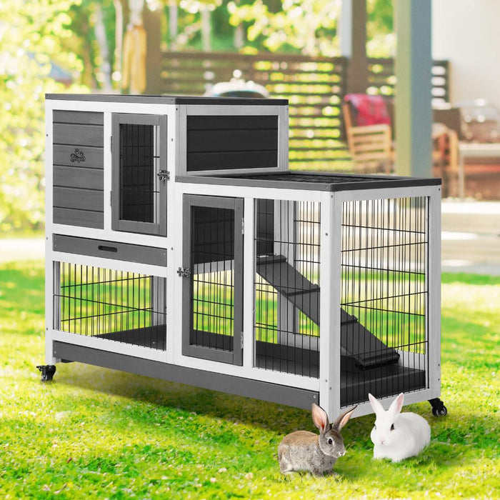 Deluxe Wooden Alopet Rabbit Hutch Chichen Coop Hutch 100 x 55 x 90cm