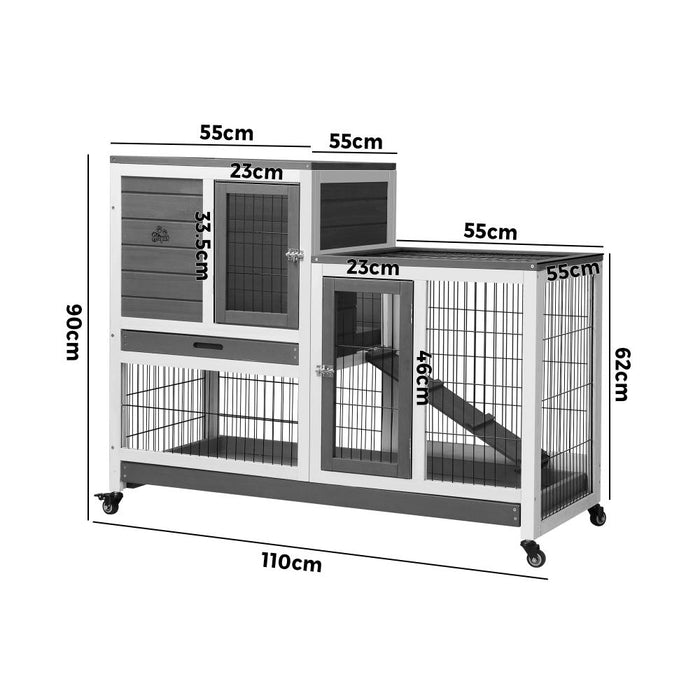 Deluxe Wooden Alopet Rabbit Hutch Chichen Coop Hutch 100 x 55 x 90cm