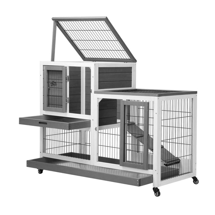 Deluxe Wooden Alopet Rabbit Hutch Chichen Coop Hutch 100 x 55 x 90cm