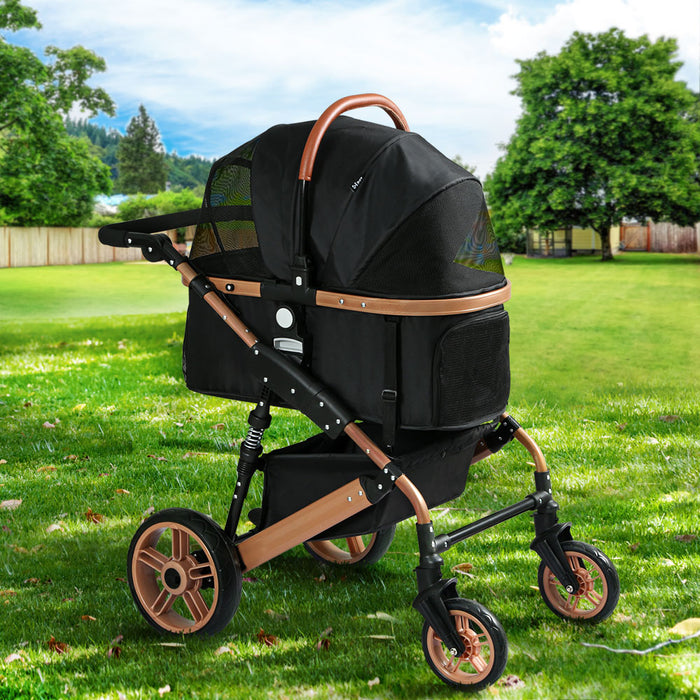 3 in 1 Pushchair Pet Stroller Pram | Foldable Large Dog Cat Travel Carrier