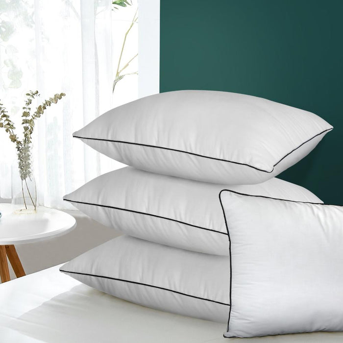 Set of Four Luxore 100% Cotton Cover Plush Medium Pillows | Hotel Quality Medium Soft Microfibre Pillows