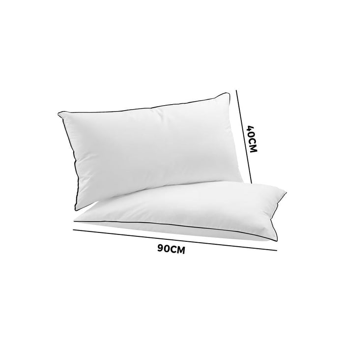 Set of Four Luxore 100% Cotton Cover Plush Medium Pillows | Hotel Quality Medium Soft Microfibre Pillows