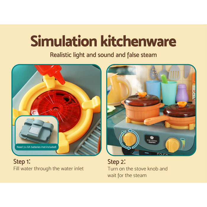 Funzee Kids Interactive 73pc Kitchen Pretend Playset | Childrens Fun Pretend Play Kitchen