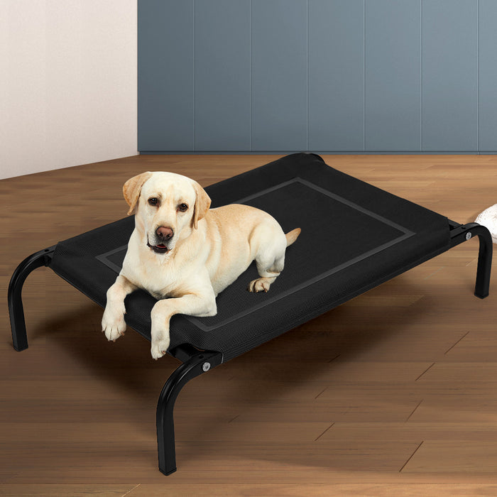 Pawzee Raised Pet Bed Hammock | Dog Bed Trampoline Black Large