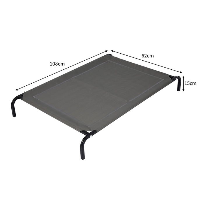 Pawzee Raised Pet Bed Hammock | Dog Bed Trampoline Grey Large