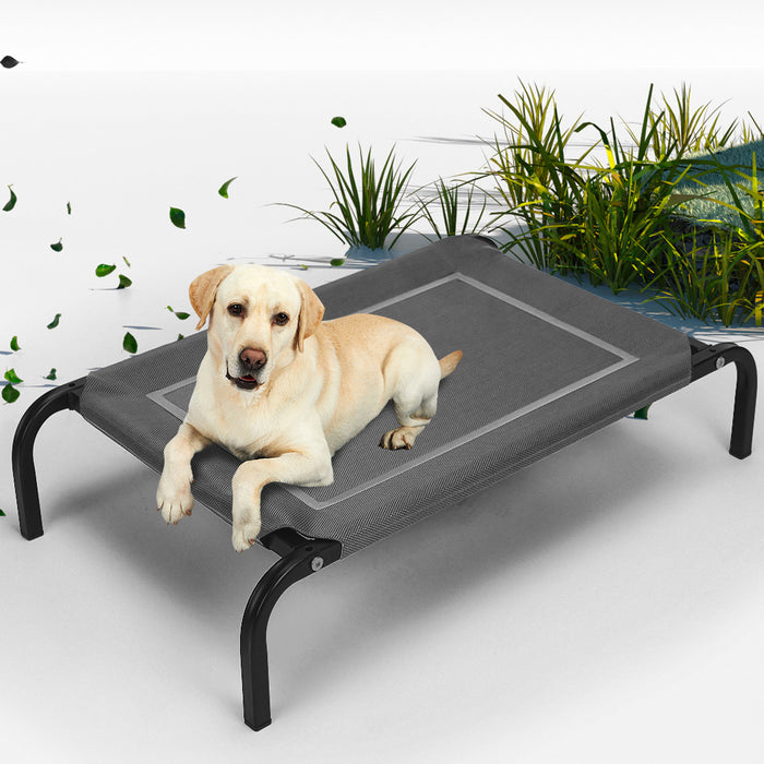 Pawzee Raised Pet Bed Hammock | Dog Bed Trampoline Grey Large