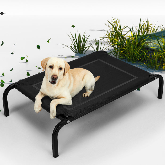 Pawzee Raised Pet Bed Hammock | Dog Bed Trampoline Black Medium
