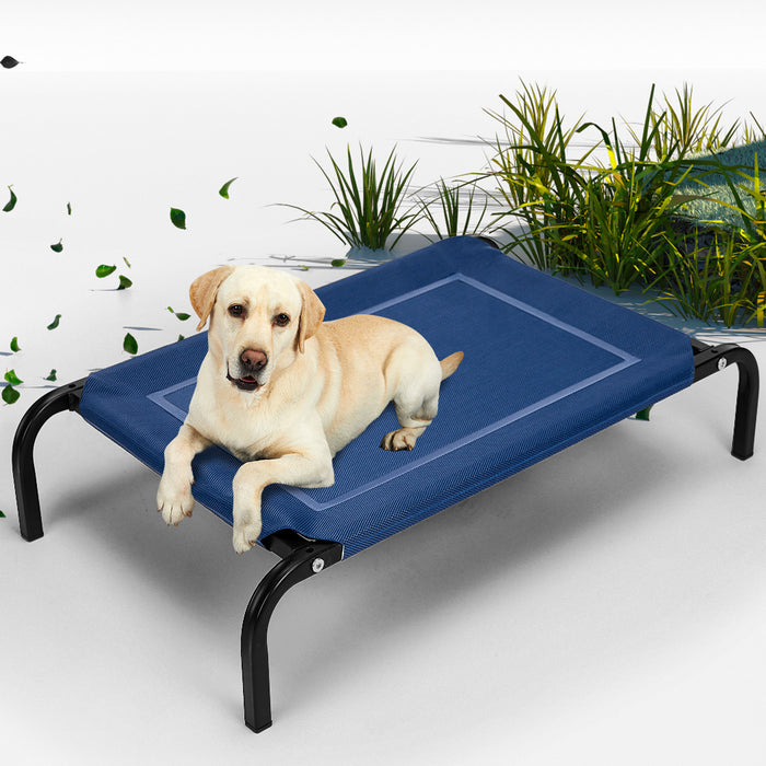 Pawzee Raised Pet Bed Hammock | Dog Bed Trampoline Navy Medium