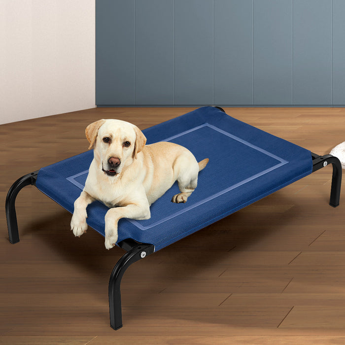 Pawzee Raised Pet Bed Hammock | Dog Bed Trampoline Navy Medium