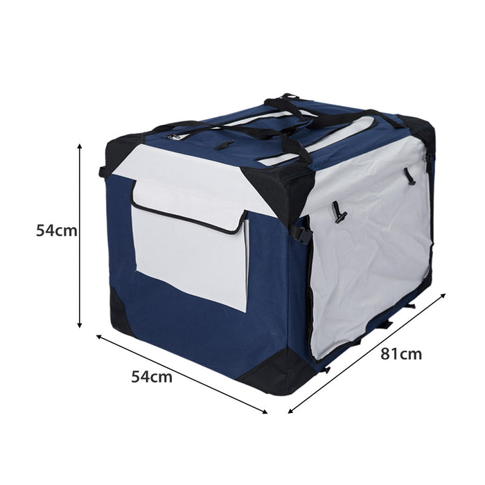 Pawzee Pet Carrier Bag | Dog Puppy Travel Crate | Blue Large