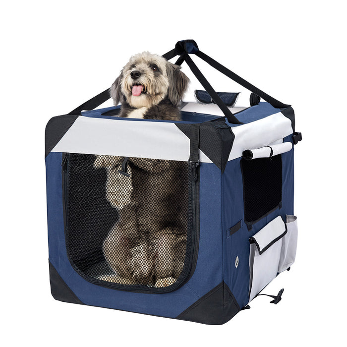 Pawzee Pet Carrier Bag | Dog Puppy Travel Crate | Blue Large