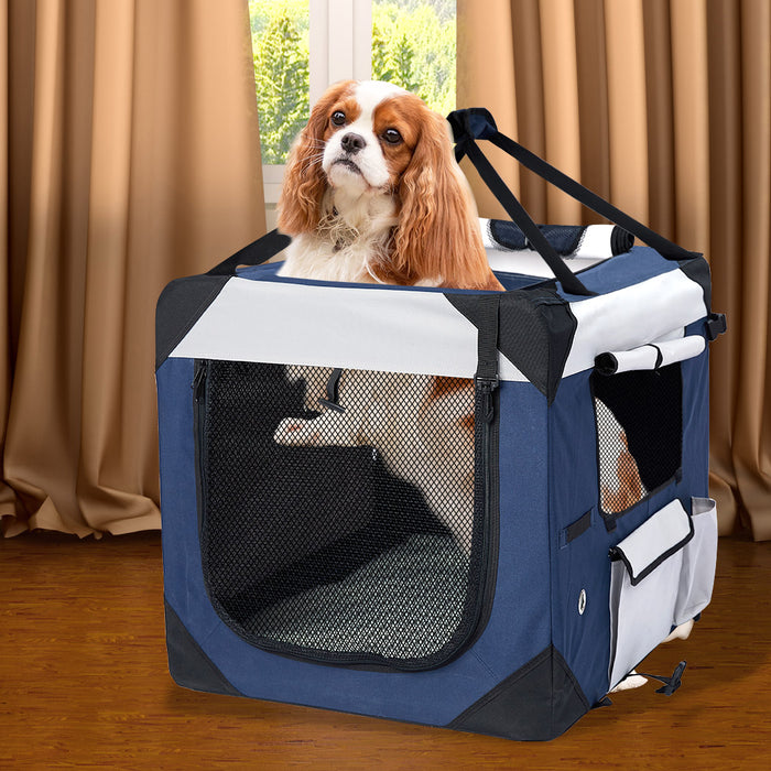 Pawzee Pet Carrier Bag | Dog Puppy Travel Crate | Blue XL