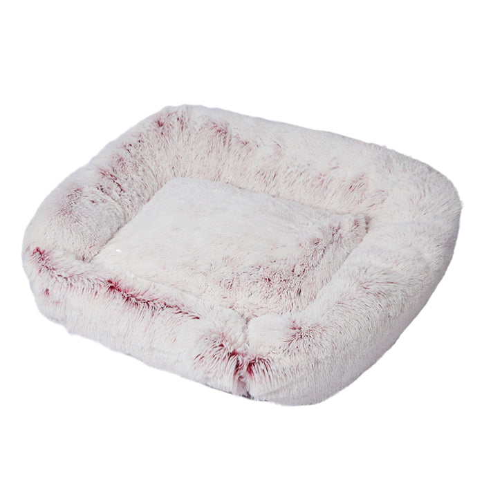 Dog Calming Bed Warm Soft Plush Comfy Sleeping Kennel Cave Memory Foam Pink L