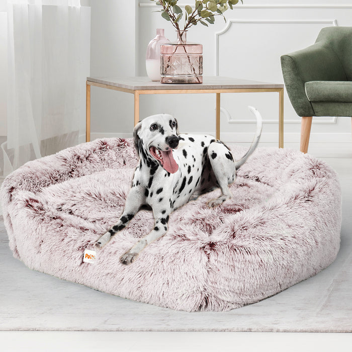 Dog Calming Bed Warm Soft Plush Comfy Sleeping Kennel Cave Memory Foam Pink L