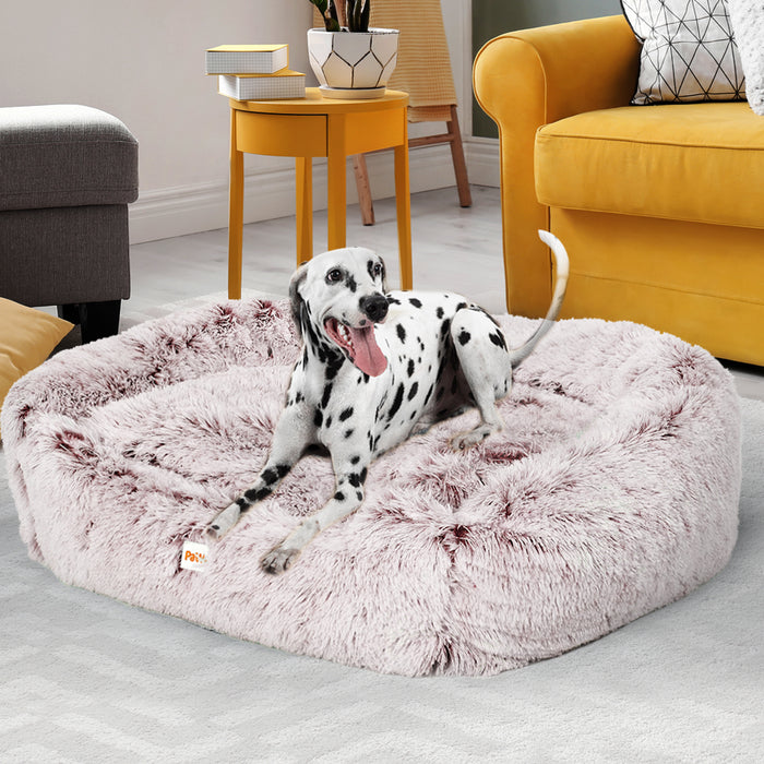 Dog Calming Bed Warm Soft Plush Comfy Sleeping Kennel Cave Memory Foam Pink L