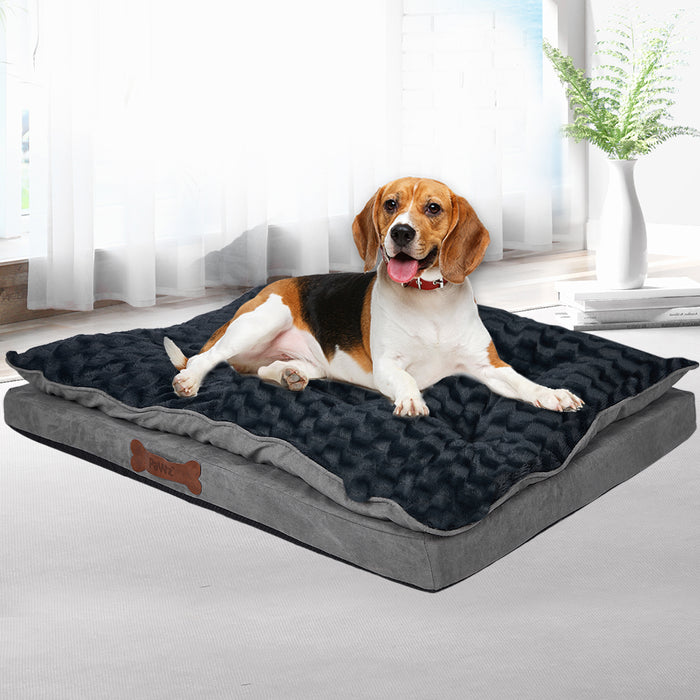 Dog Calming Bed Warm Soft Plush Comfy Sleeping Memory Foam Mattress Dark Grey S