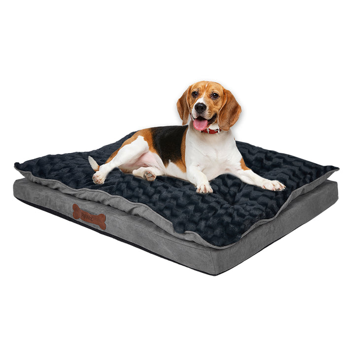 Dog Calming Bed Warm Soft Plush Comfy Sleeping Memory Foam Mattress Dark Grey S