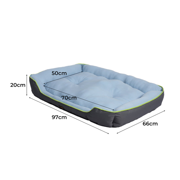 Pawzee Soft Comfy Cooling Sofa Pet Bed | Cotton Filled Dog Bed - Grey Large