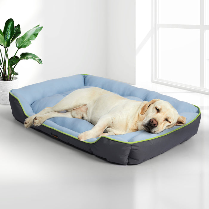 Pawzee Soft Comfy Cooling Sofa Pet Bed | Cotton Filled Dog Bed - Grey Large