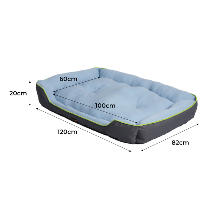Pawzee Cooling Pet Bed Sofa with Mat Bolster | Insect Repeller Infused Pet Bed in Grey XXL