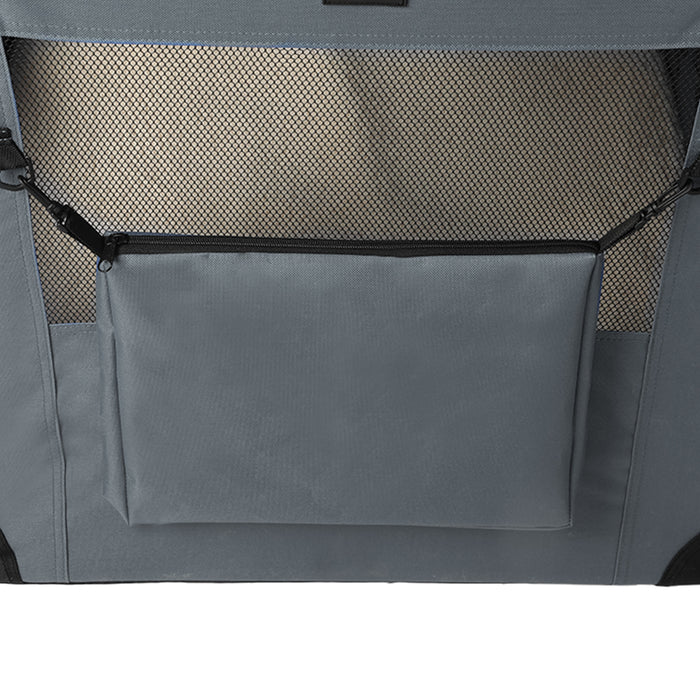 Deluxe Pet Travel Carrier | Folding Soft Sided Dog Crate | Grey Medium