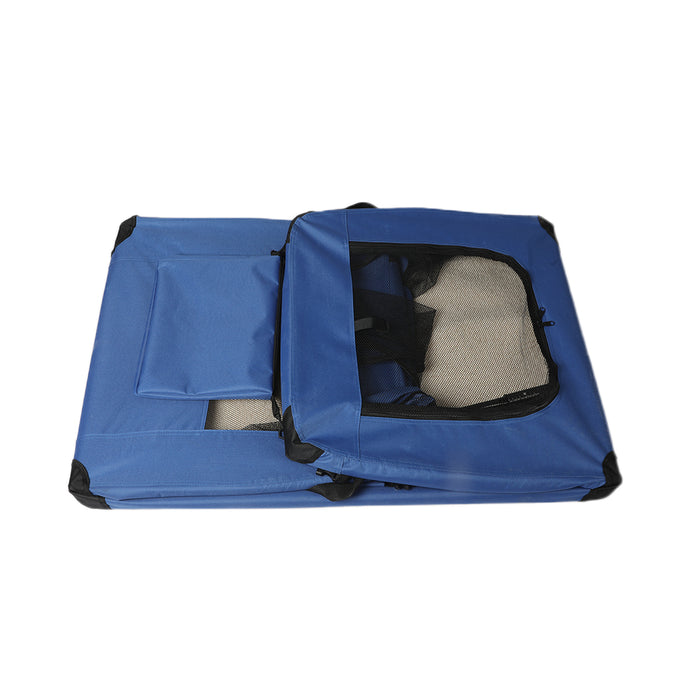 Deluxe Pet Travel Carrier | Folding Soft Sided Dog Crate | Blue Small