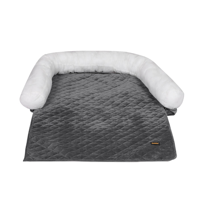 Pawzee Two in One Comfy Soft Cover Pet Bed | Cotton Filled Dog Bed - Grey Medium