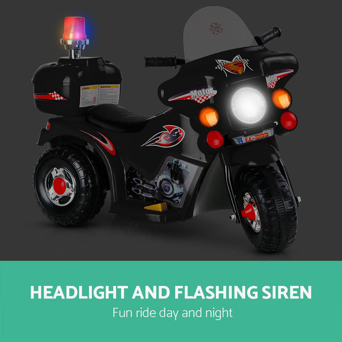 Funzee Kids Ride On Electric Motorbike with Lights | Kids Battery Operated Ride On Bike In Black