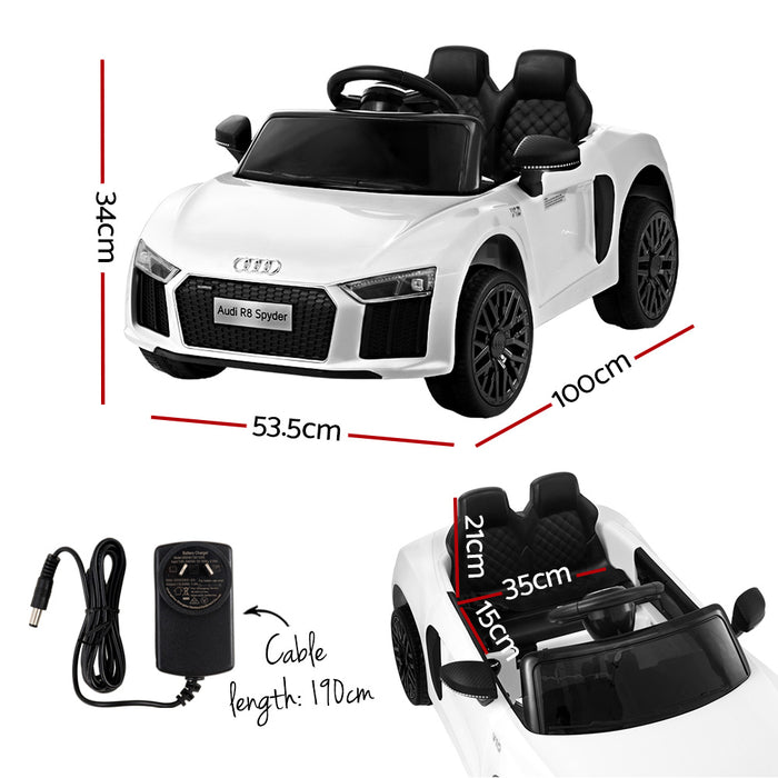 Funzee Kids Ride On Electric Audi R8 Licensed Car | Audi Electric Toy Sports Cars 12V Battery White