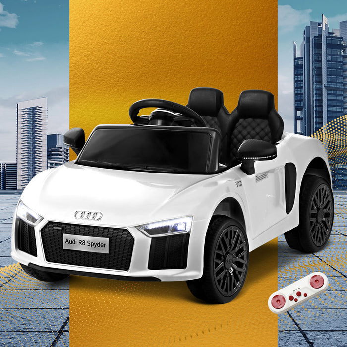 Funzee Kids Ride On Electric Audi R8 Licensed Car | Audi Electric Toy Sports Cars 12V Battery White