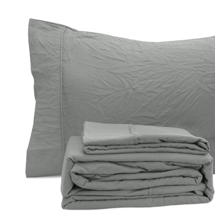 Ramesses Soft Pebble Wash Sheet Set | Vintage Wash Breathable Sheets | 5 Sizes - 5 Colours