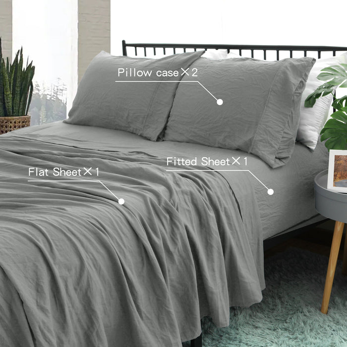 Ramesses Soft Pebble Wash Sheet Set | Vintage Wash Breathable Sheets | 5 Sizes - 5 Colours