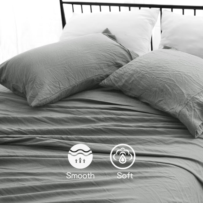 Ramesses Soft Pebble Wash Sheet Set | Vintage Wash Breathable Sheets | 5 Sizes - 5 Colours