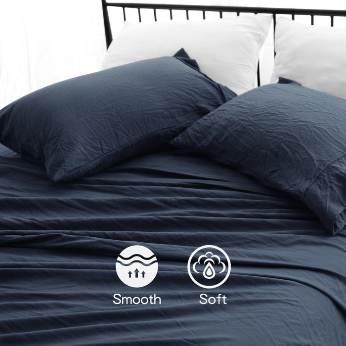 Ramesses Soft Pebble Wash Sheet Set | Vintage Wash Breathable Sheets | 5 Sizes - 5 Colours