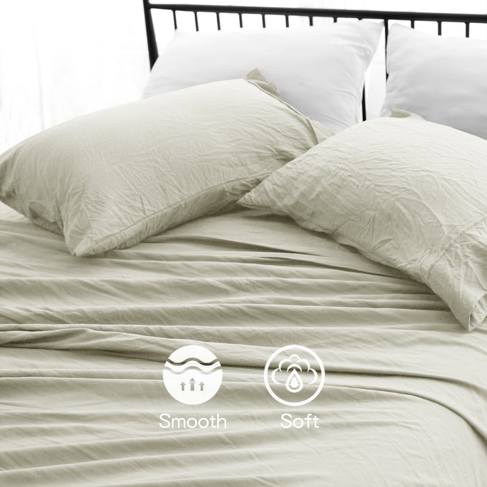 Ramesses Soft Pebble Wash Sheet Set | Vintage Wash Breathable Sheets | 5 Sizes - 5 Colours